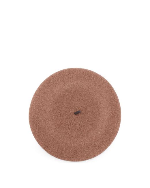 Brunello Cucinelli Brown Brushed Effect Beret