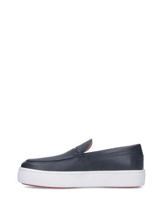 Christian Louboutin Blue Almond Toe Slip-On Sneakers for men