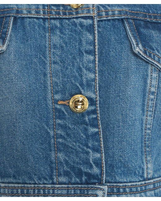 Elisabetta Franchi Blue Oversized Cropped Denim Jacket