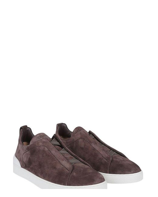 Zegna Brown Triple Stitch Trainers for men