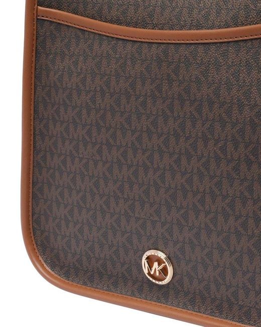 MICHAEL Michael Kors Brown Luisa Large Signature Logo Messenger Bag