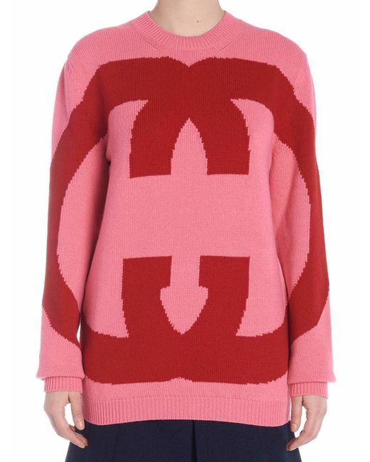 Gucci Pink Wool Sweater With Interlocking G