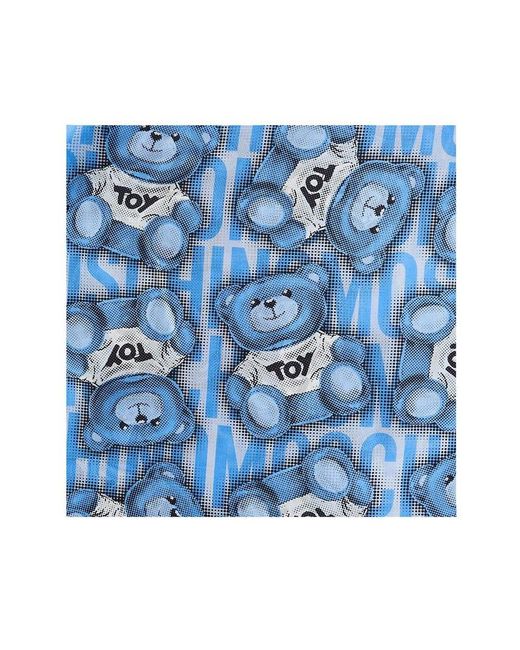 Moschino Blue All-over Teddy Bear Printed Scarf