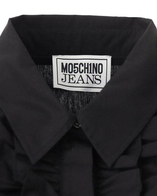 Moschino Black Jeans Ruffled Curved Hem Shirt