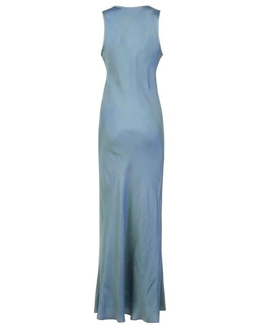 Aspesi Blue Sleeveless Crewneck Maxi Dress