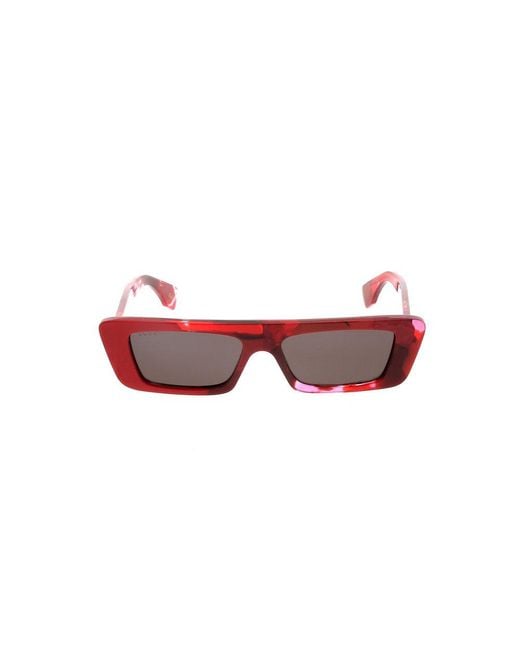 Gucci Red Rectangle Frame Sunglasses for men