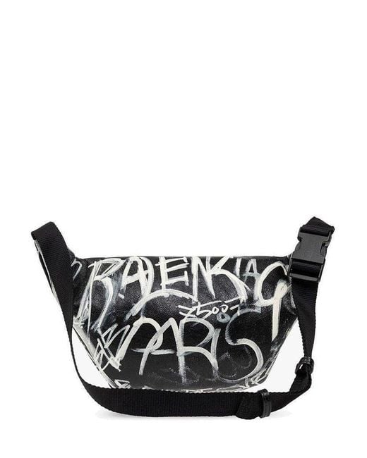 Balenciaga Explorer Graffiti-printed Belt Bag in Black for Men | Lyst