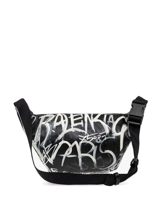 Balenciaga Explorer Graffiti-printed Belt Bag in Black for Men