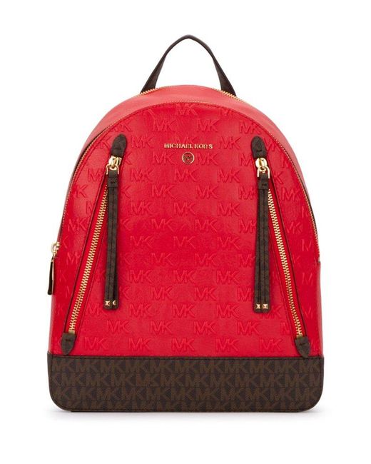MICHAEL Michael Kors Brooklyn Zipped Backpack in Red | Lyst