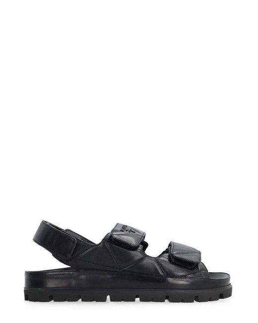 Prada Black Padded Leather Slingback Sandals