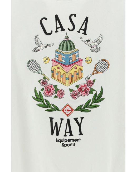 Casablancabrand White Casa Way Crewneck Sweatshirt for men