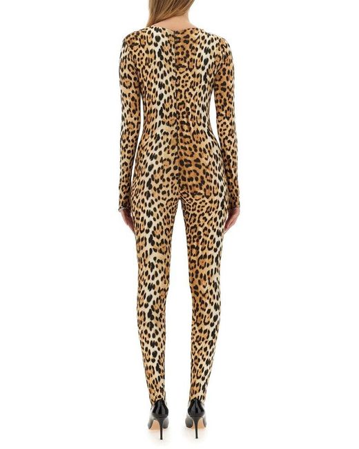Roberto Cavalli Natural Jaguar-printed Jumpsuit