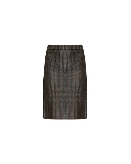 Ferragamo Black Striped Skirt,