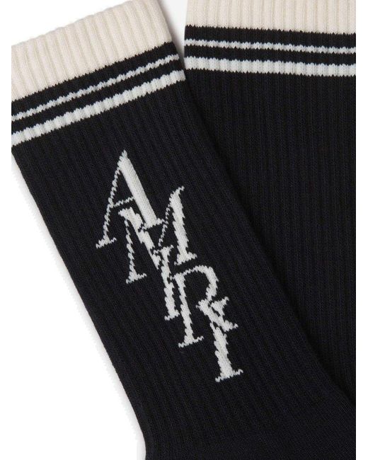 Amiri Black Two-Tone Logo Socks for men