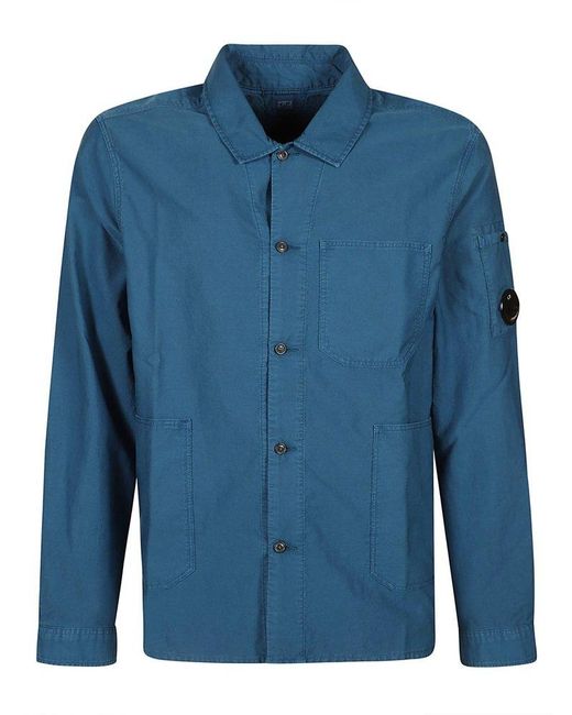 C P Company Blue Ottoman Long-Sleeved Shirt for men