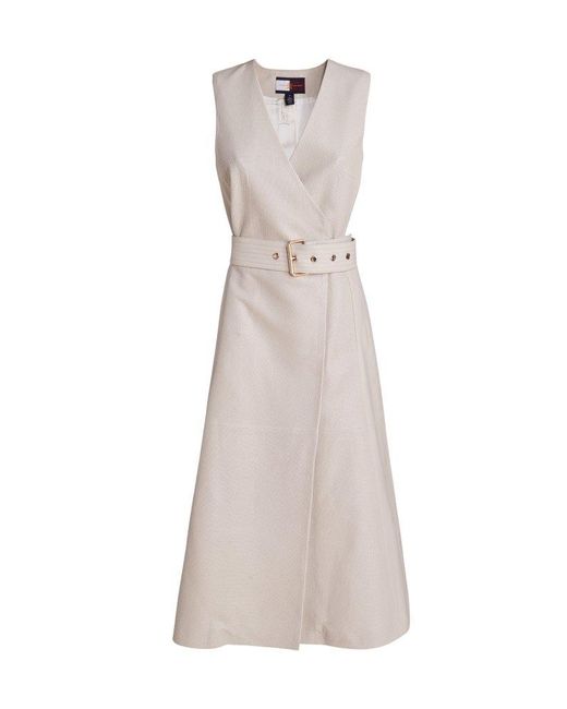 Tommy Hilfiger Leather Utility Wrap Dress in White | Lyst UK