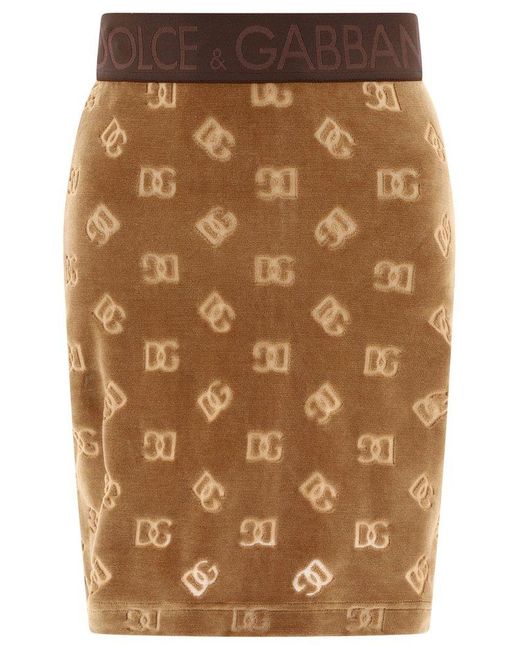 Dolce & Gabbana Brown "dg Motif" Skirt