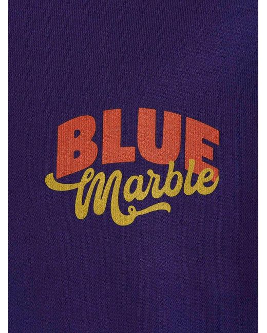 Bluemarble Blue Logo Printed Drawstring Hoodie for men
