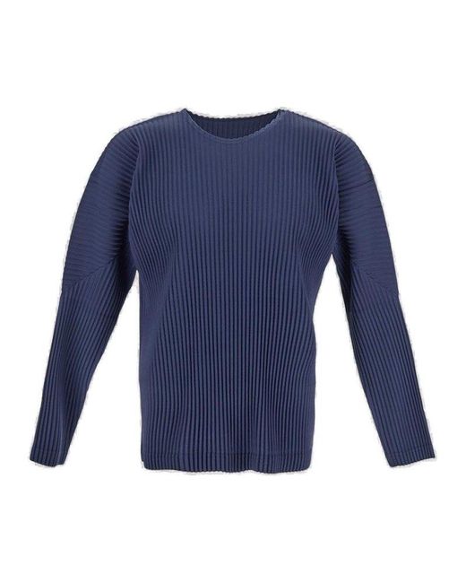 Homme Plissé Issey Miyake Blue Pleated Tee for men
