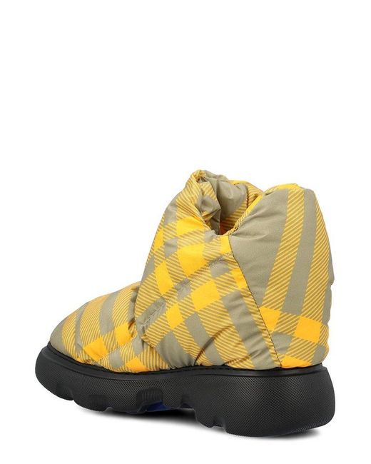 Burberry Yellow Check Pillow Padded Drawstring Snow Boots