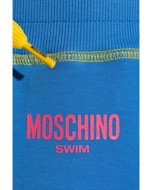 Moschino Blue Logo Printed Drawstring Shorts for men