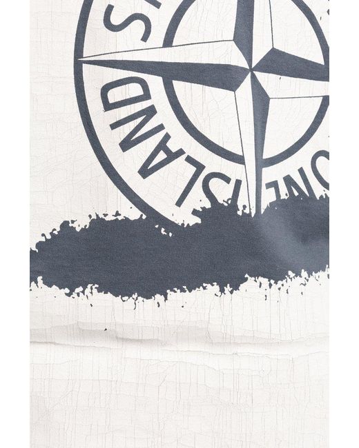 Stone Island Blue T-shirt With Logo, for men