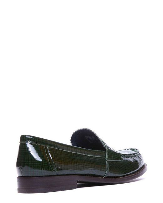 Tory Burch Green Logo Plaque Almond Toe Loafers