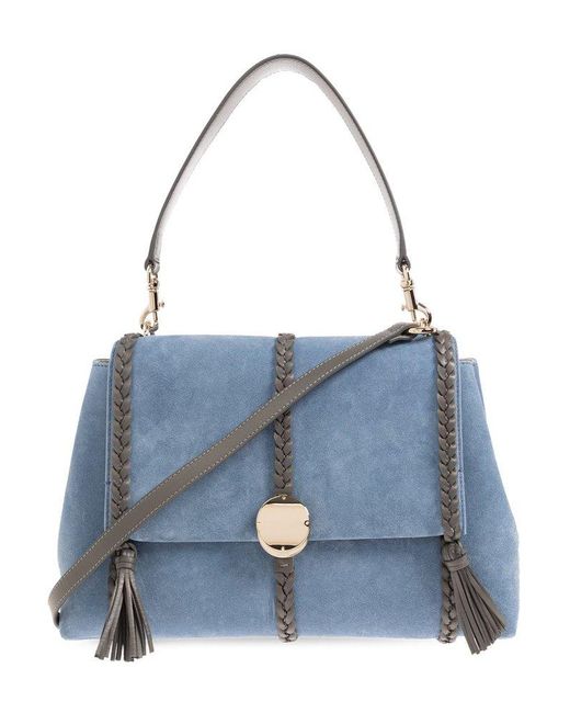 Chloé Blue Penelope Foldover Medium Tote Bag