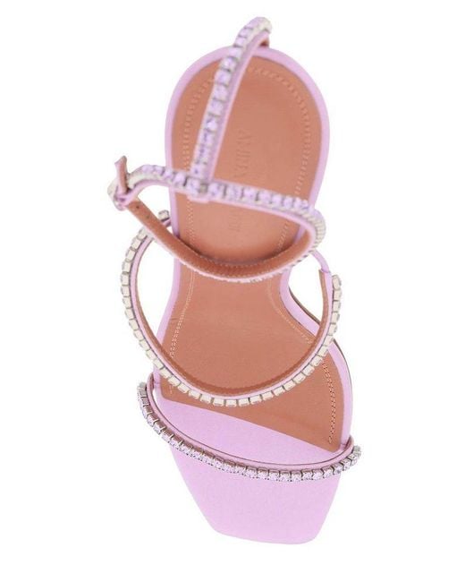 AMINA MUADDI Pink Gilda Embellished Strap Sandals