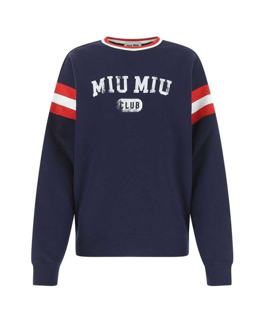 Miu Miu Blue Cotton Oversize Sweatshirt