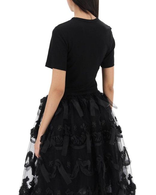 Simone Rocha Black Easy T Shirt With Bow Tails