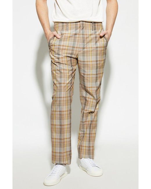 Fendi Natural Pants With Check Pattern for men