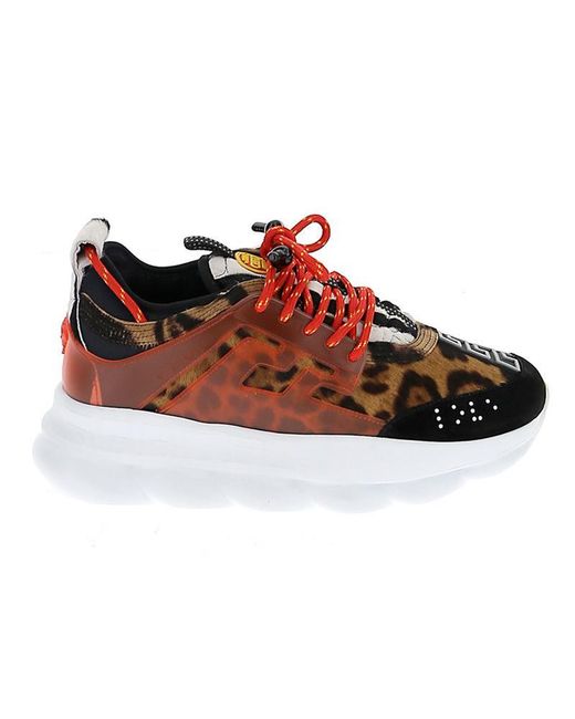 Versace Red Calf Hair Chain Reaction Sneakers for men