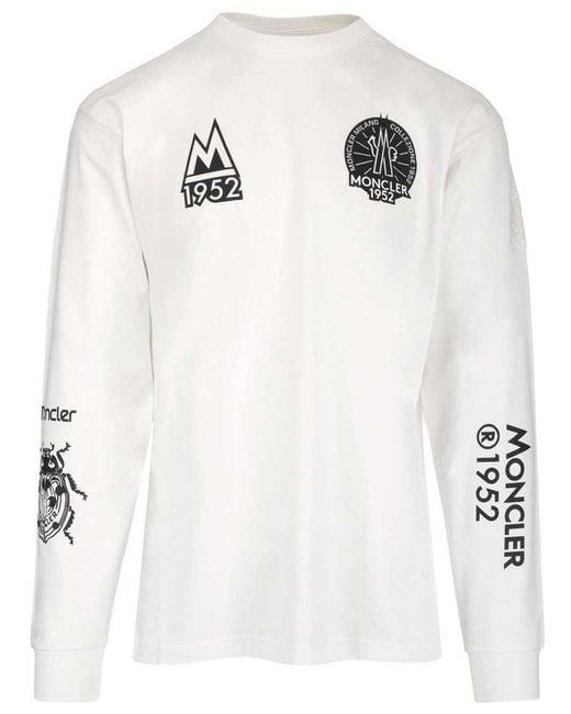 Moncler Genius White Moncler 1952 Logo Printed Long Sleeve T-shirt for men