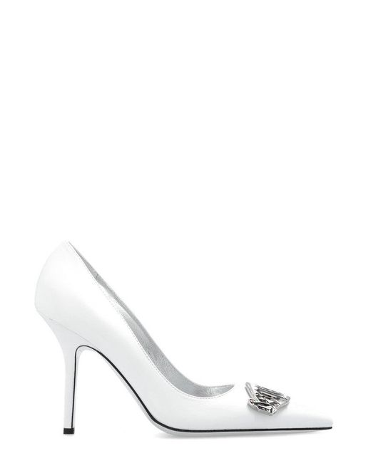 DSquared² White Logo Plaque Pointed-toe Pumps