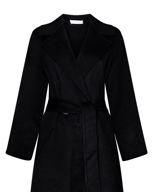 Kaos Black Double Breasted Belted Coat