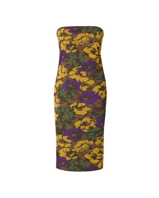 Saint Laurent Multicolor Floral Motif Strapless Mini Dress