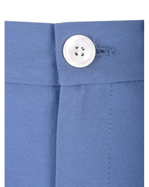 Marni Blue Logo Embroidered Wide-leg Trousers