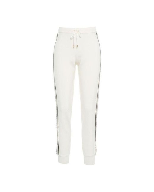 Liu Jo White Fine-Knit Tapered Track Pants