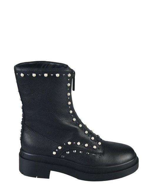 Jimmy Choo Black Nola Stud-embellished Leather Ankle Boots