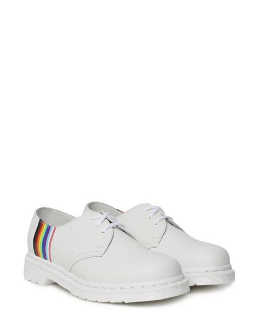 Dr. Martens White Rainbow Print Lace-up Oxfords