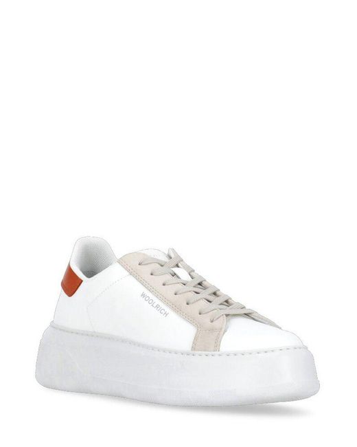 Woolrich White Round Toe Chunky Court Sneakers