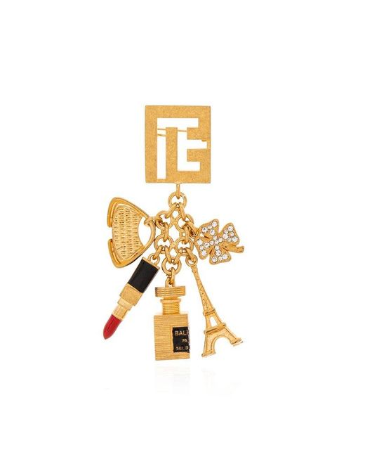 Balmain Metallic Brooch With Charms
