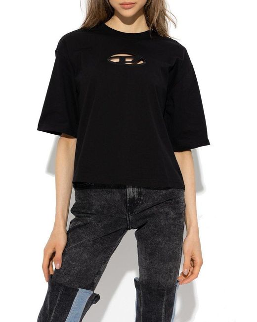 DIESEL Black T-rowy-od Cotton T-shirt