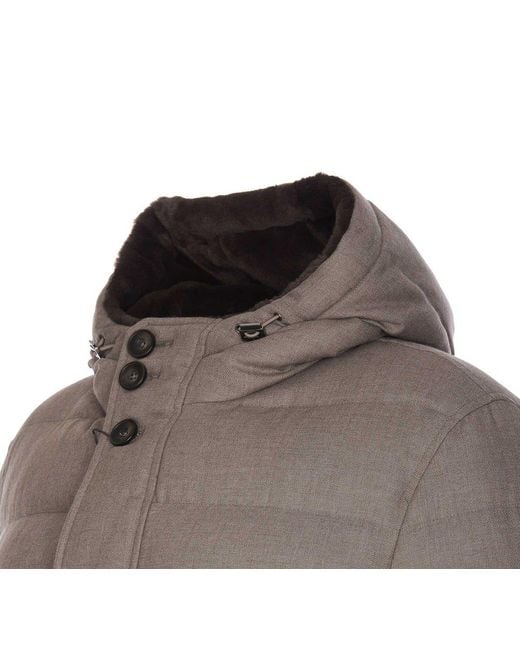 Herno Brown Hooded Long-sleeved Coat for men