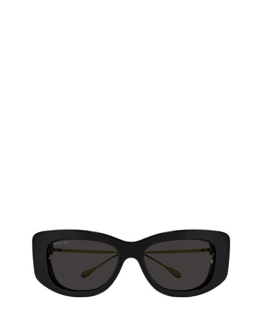 Gucci Black Specialized Fit Rectangular Frame Sunglasses