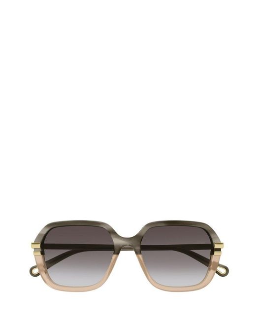 Chloé Gray Rectangle Frame Sunglasses