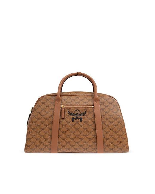 MCM Brown Monogram Printed Travel Bag for men