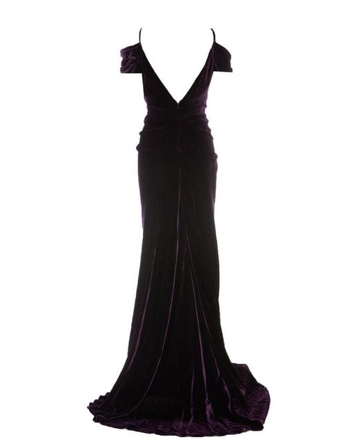Costarellos Black Costalleros Velvet V-neck Dress