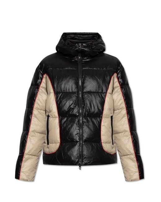 DIESEL Black Contrast Panel Puffer Jacket for men